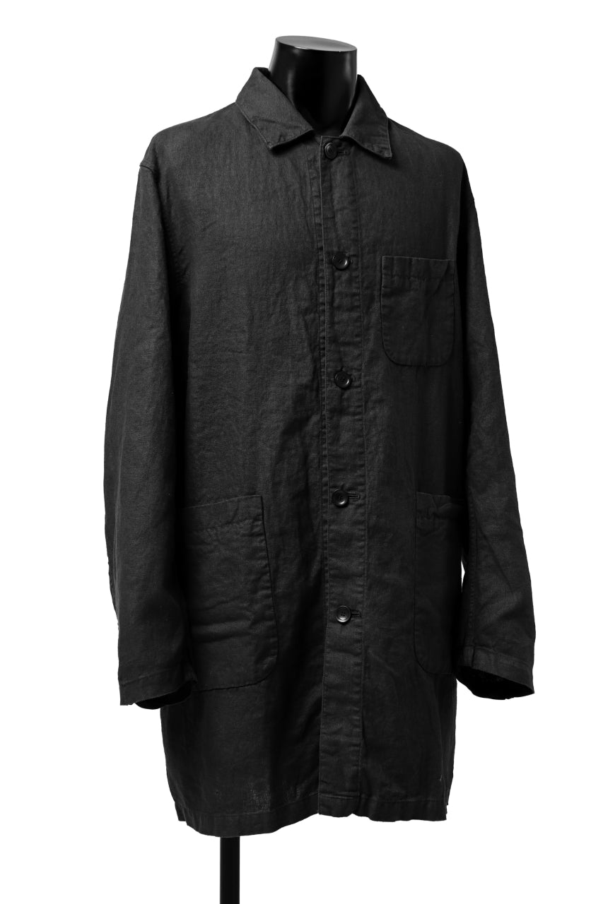 ISAMU KATAYAMA BACKLASH WORK COAT / GARMENT NATURAL DYED LINEN (SUMI)