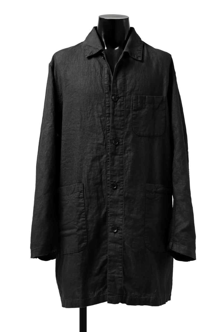 ISAMU KATAYAMA BACKLASH WORK COAT / GARMENT NATURAL DYED LINEN (SUMI)