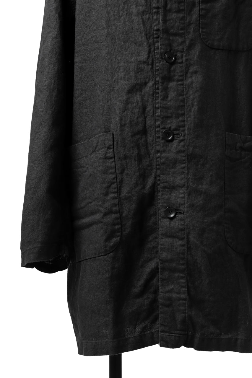 ISAMU KATAYAMA BACKLASH WORK COAT / GARMENT NATURAL DYED LINEN (SUMI)