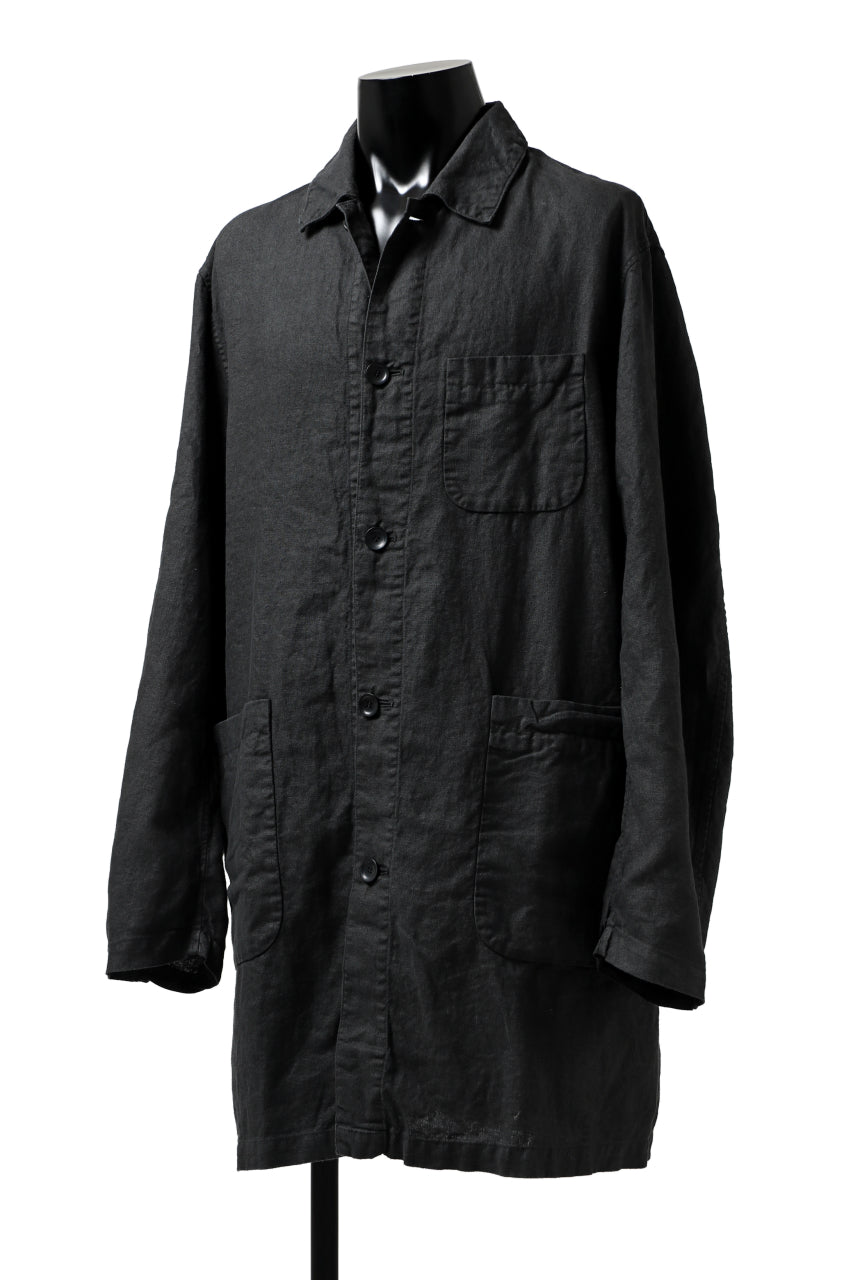 ISAMU KATAYAMA BACKLASH WORK COAT / GARMENT NATURAL DYED LINEN (SUMI)