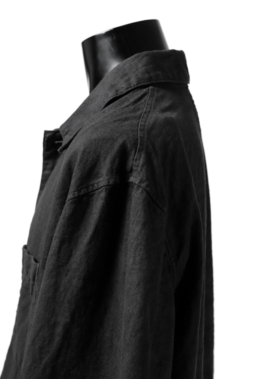 ISAMU KATAYAMA BACKLASH WORK COAT / GARMENT NATURAL DYED LINEN (SUMI)