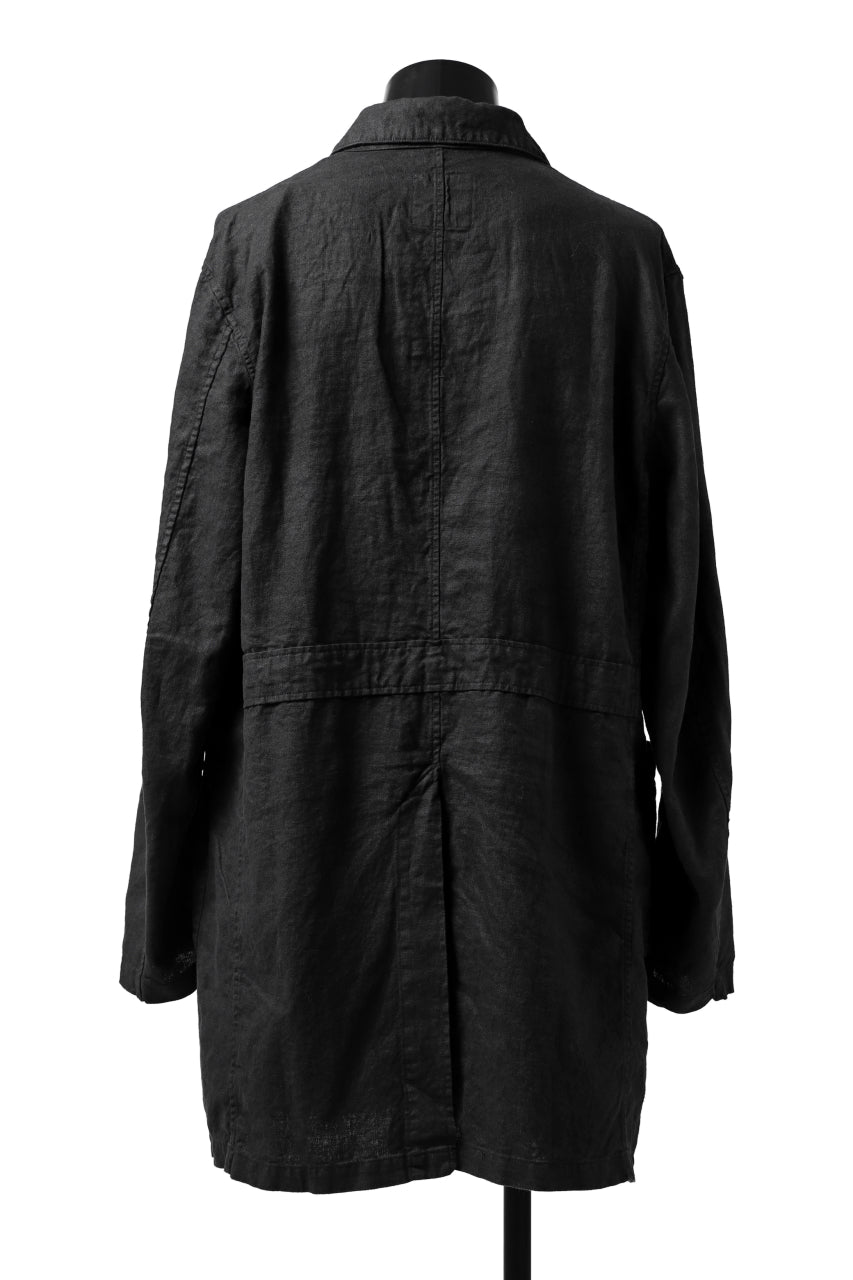 ISAMU KATAYAMA BACKLASH WORK COAT / GARMENT NATURAL DYED LINEN (SUMI)