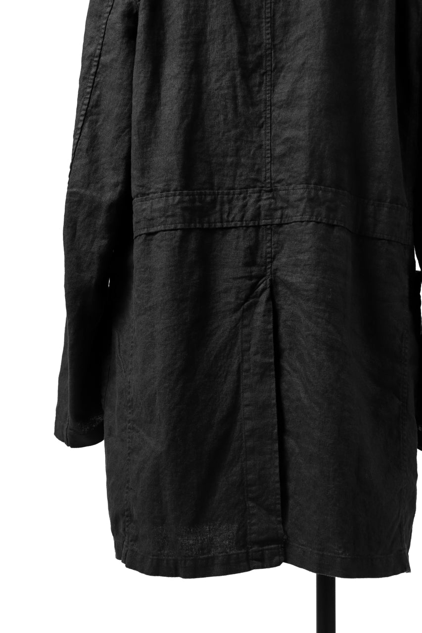 ISAMU KATAYAMA BACKLASH WORK COAT / GARMENT NATURAL DYED LINEN (SUMI)