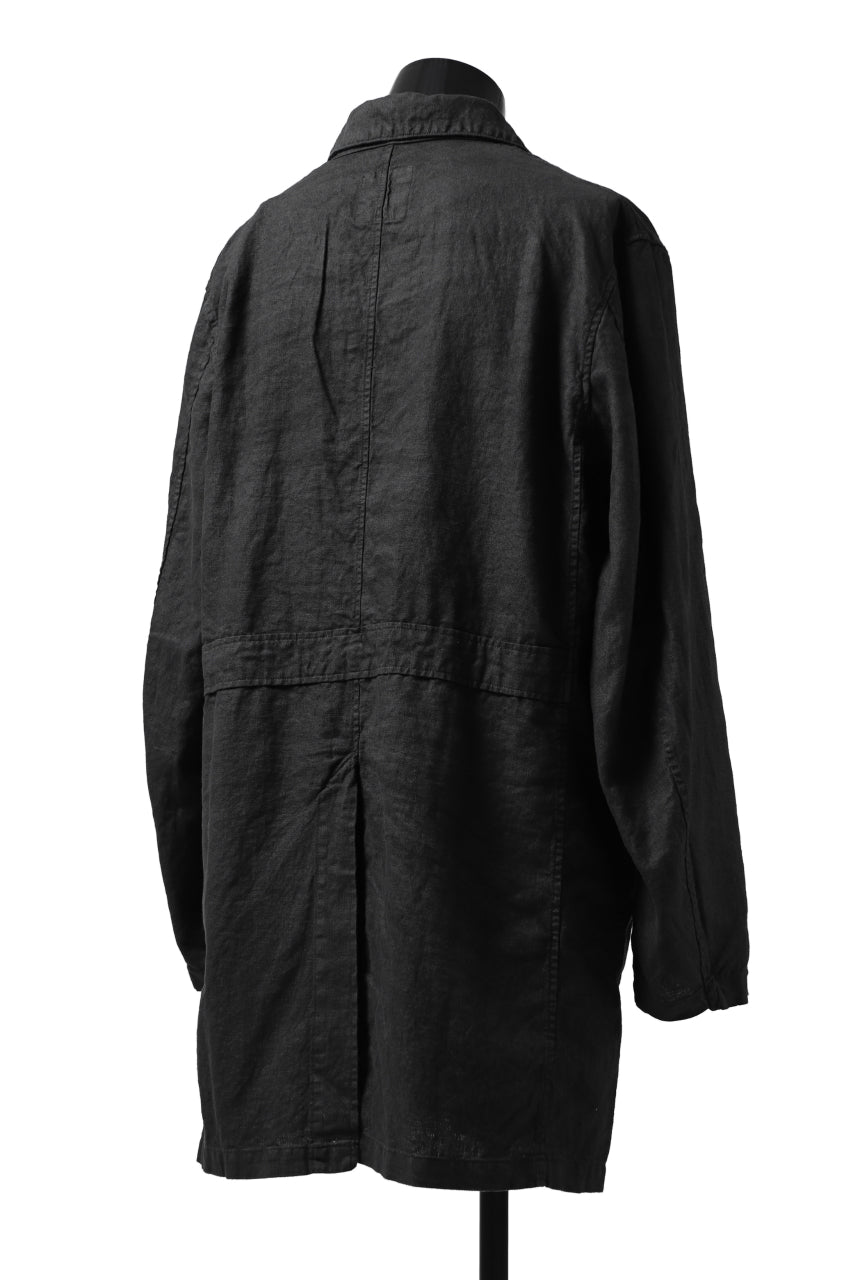 ISAMU KATAYAMA BACKLASH WORK COAT / GARMENT NATURAL DYED LINEN (SUMI)