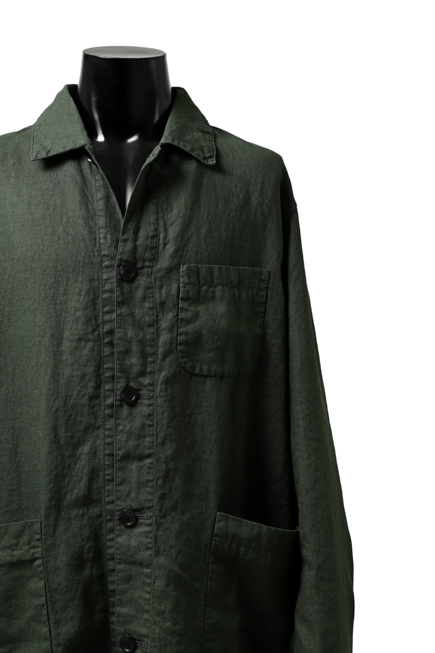 ISAMU KATAYAMA BACKLASH WORK COAT / GARMENT NATURAL DYED LINEN (LEAF)