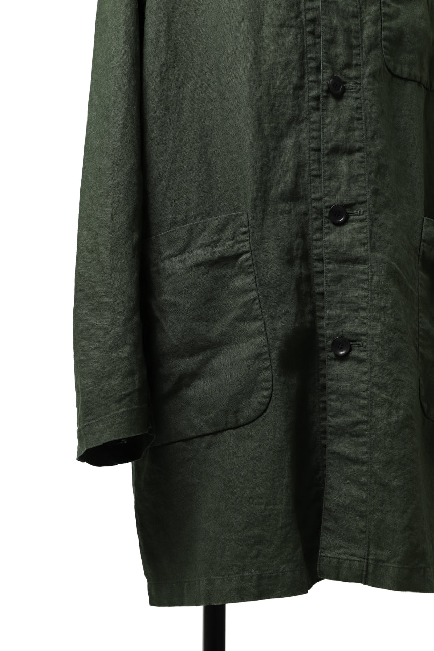 ISAMU KATAYAMA BACKLASH WORK COAT / GARMENT NATURAL DYED LINEN (LEAF)