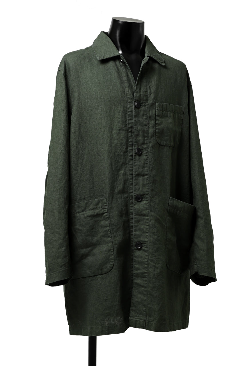 ISAMU KATAYAMA BACKLASH WORK COAT / GARMENT NATURAL DYED LINEN (LEAF)