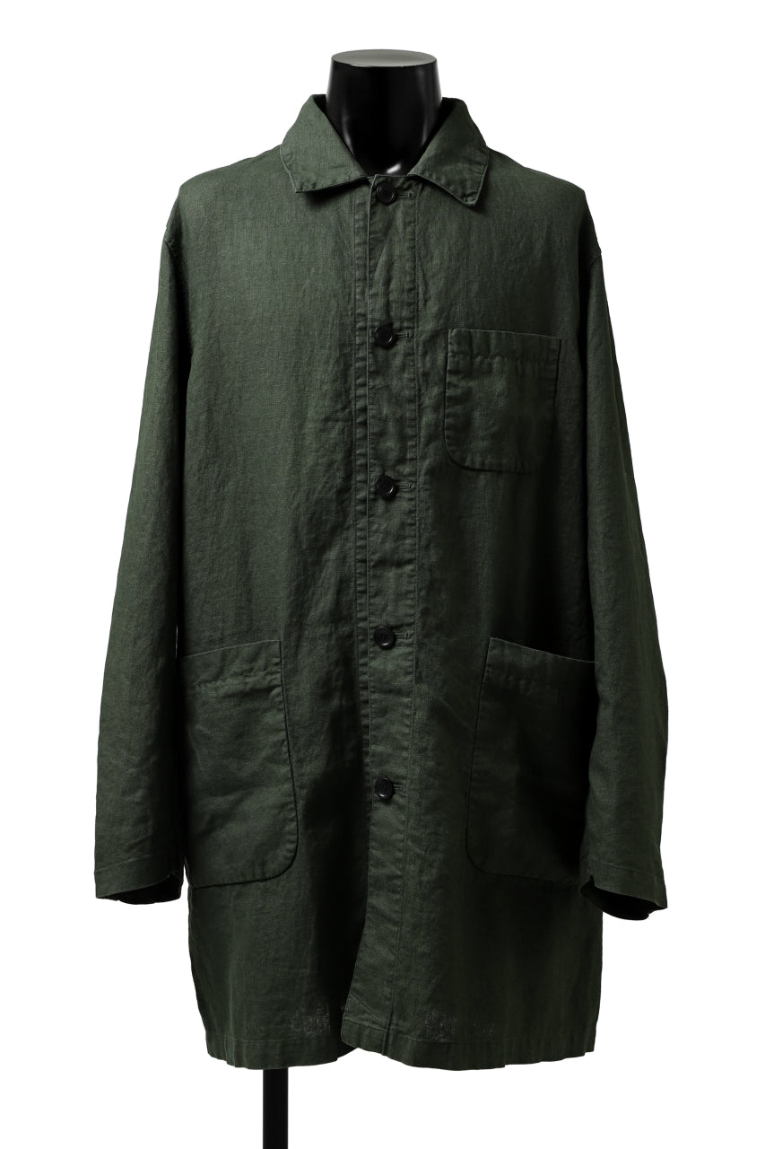 ISAMU KATAYAMA BACKLASH WORK COAT / GARMENT NATURAL DYED LINEN (LEAF)