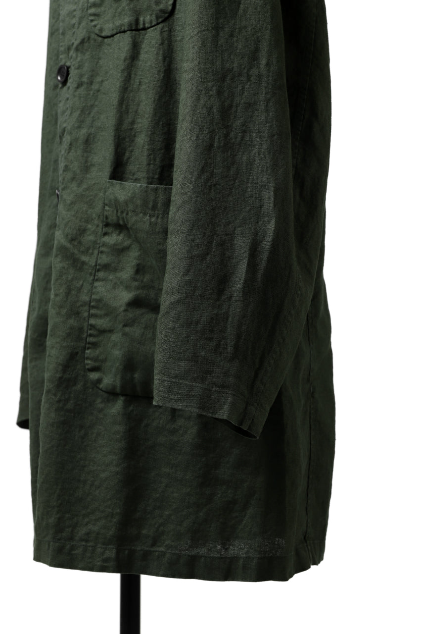 ISAMU KATAYAMA BACKLASH WORK COAT / GARMENT NATURAL DYED LINEN (LEAF)