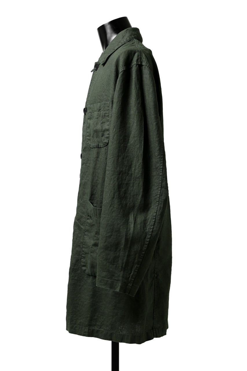 ISAMU KATAYAMA BACKLASH WORK COAT / GARMENT NATURAL DYED LINEN (LEAF)