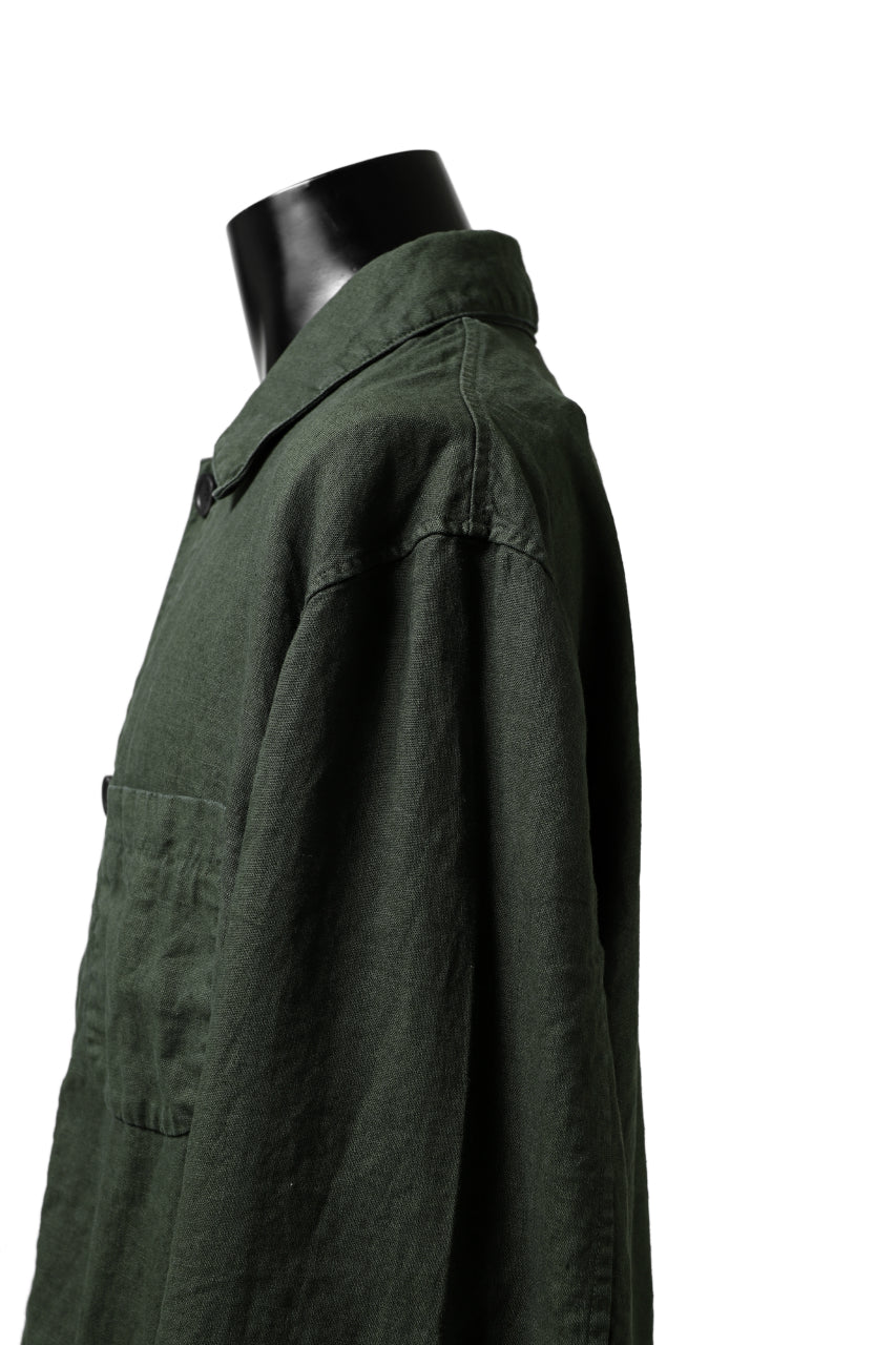 ISAMU KATAYAMA BACKLASH WORK COAT / GARMENT NATURAL DYED LINEN (LEAF)