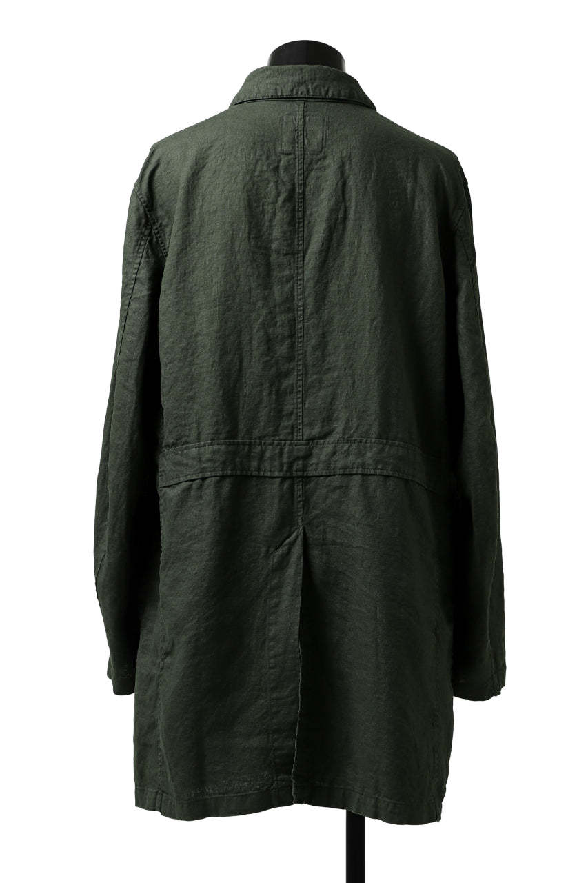 ISAMU KATAYAMA BACKLASH WORK COAT / GARMENT NATURAL DYED LINEN (LEAF)