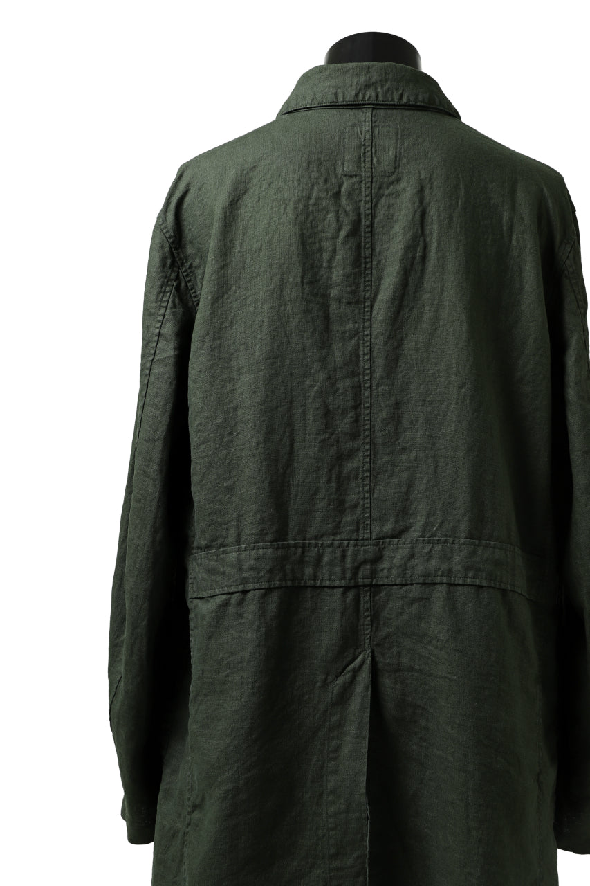 ISAMU KATAYAMA BACKLASH WORK COAT / GARMENT NATURAL DYED LINEN (LEAF)