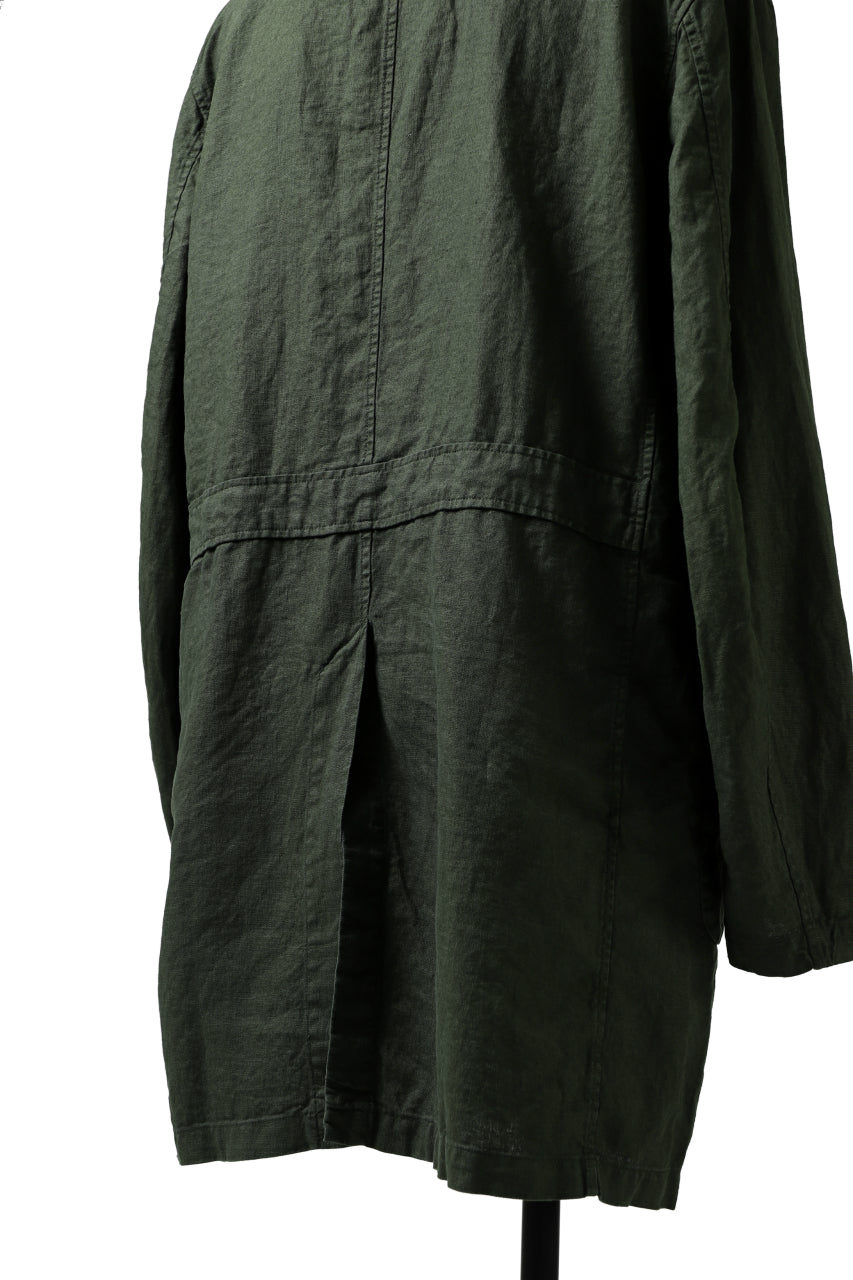 ISAMU KATAYAMA BACKLASH WORK COAT / GARMENT NATURAL DYED LINEN (LEAF)