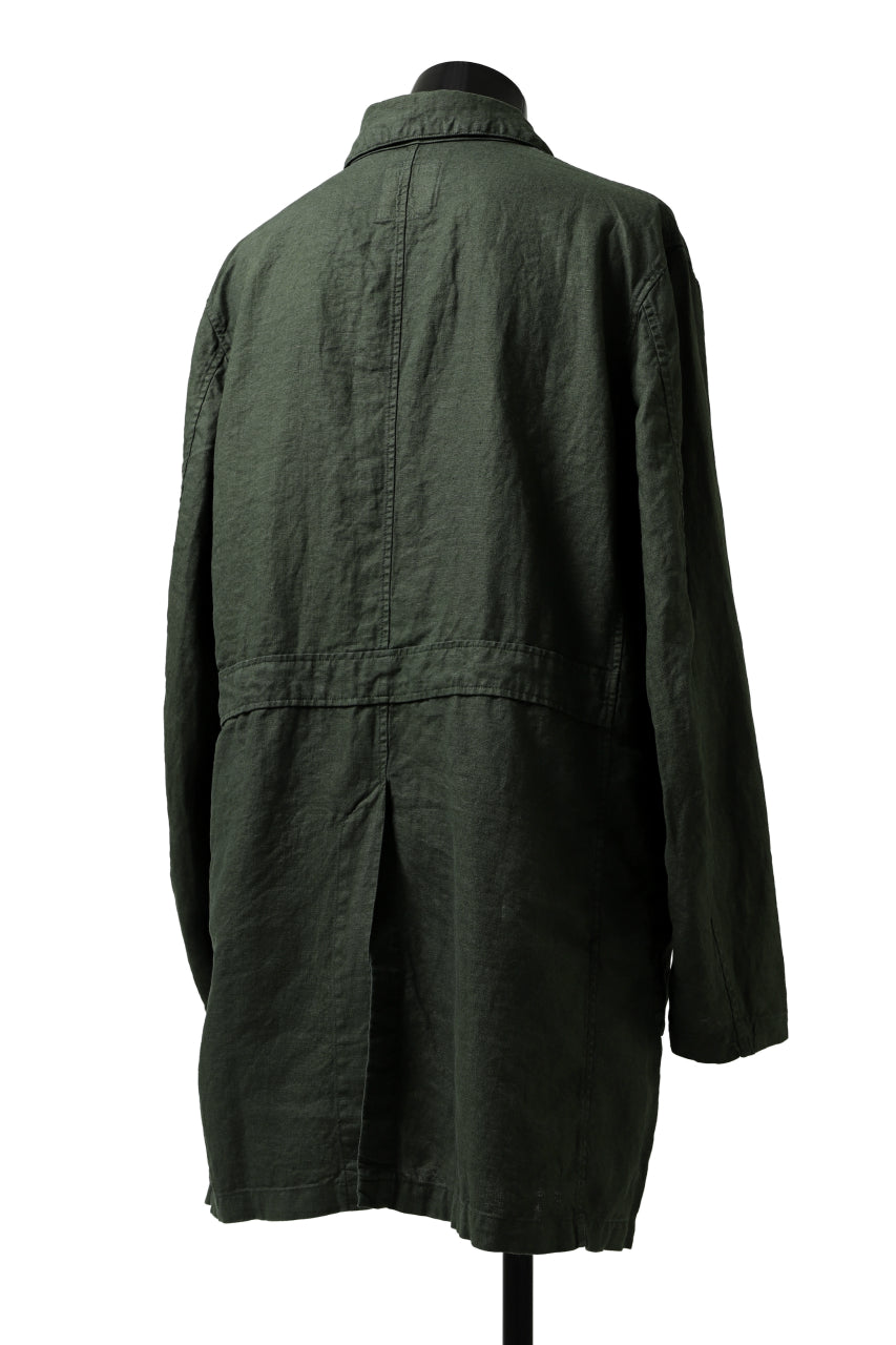 ISAMU KATAYAMA BACKLASH WORK COAT / GARMENT NATURAL DYED LINEN (LEAF)