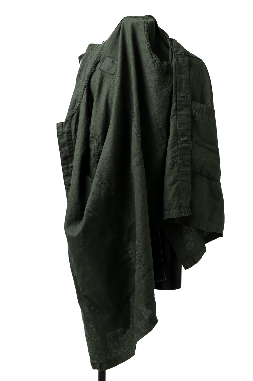 ISAMU KATAYAMA BACKLASH WORK COAT / GARMENT NATURAL DYED LINEN (LEAF)