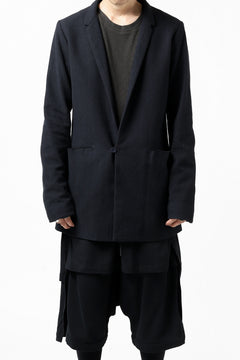 画像をギャラリービューアに読み込む, blackcrow 1B jacket silk wool cotton tweed with leather button (NAVY)