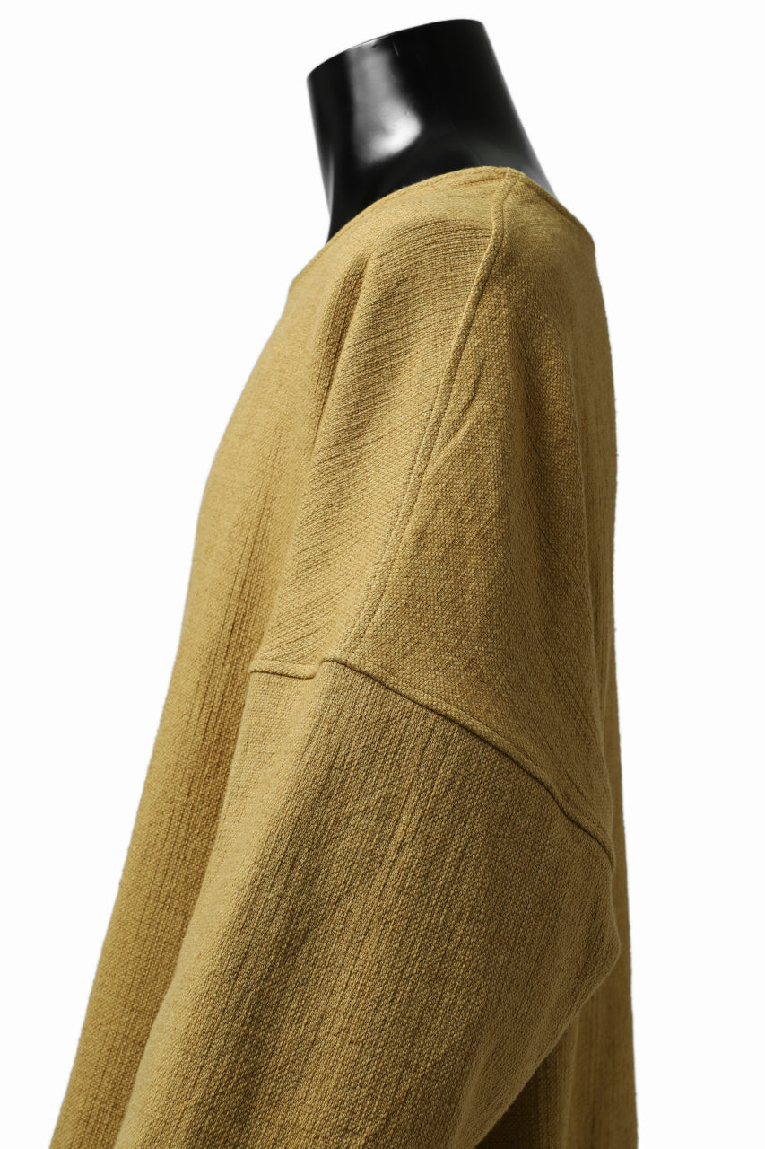 ISAMU KATAYAMA BACKLASH RELAX FIT PULLOVER SHIRT / DOBBY LINEN-COTTON (MUSTARD)