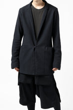 画像をギャラリービューアに読み込む, blackcrow 1B jacket silk wool cotton tweed with leather button (NAVY)