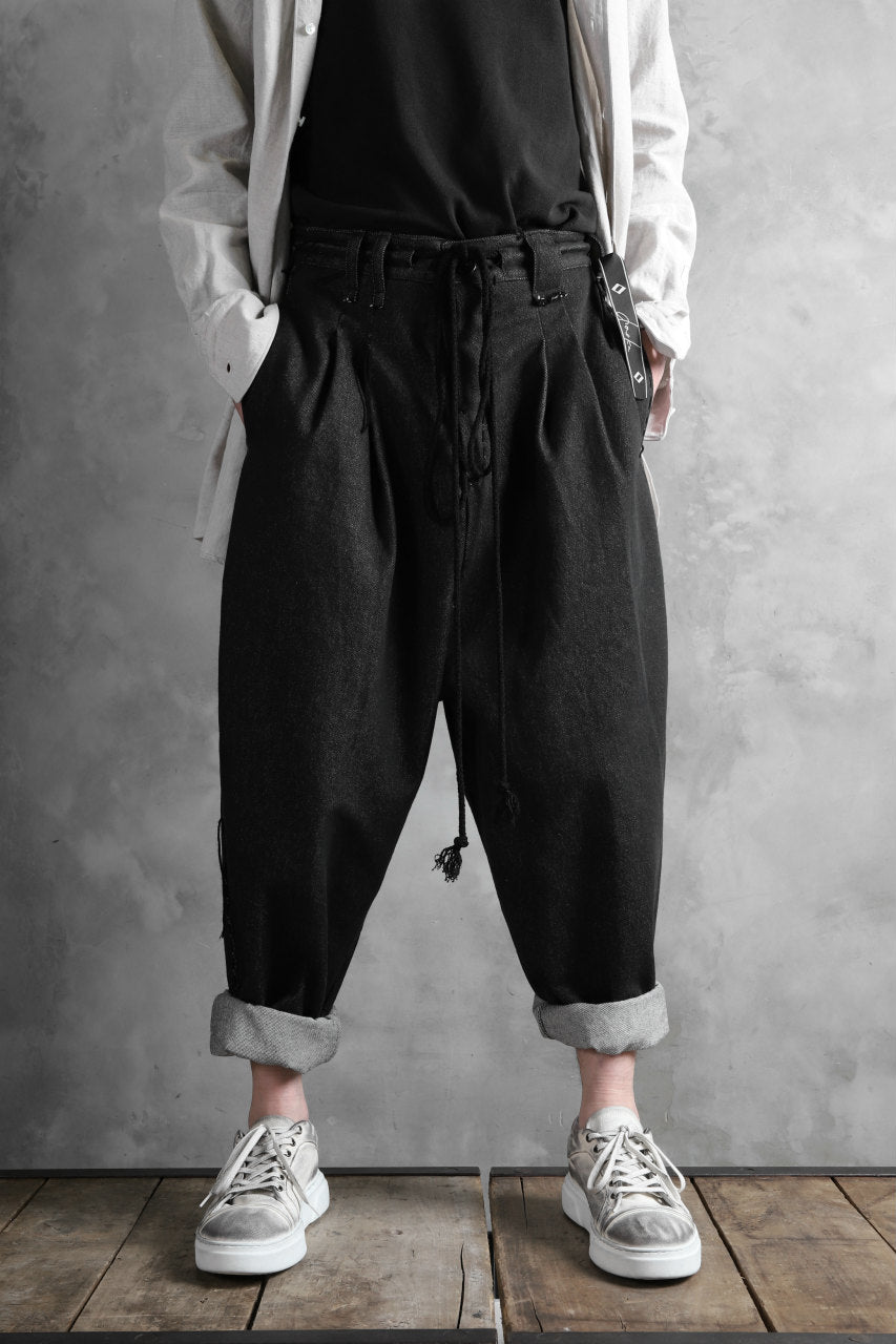 daska x LOOM exclucive wide tapered pants / organic denim washer (BLACK)