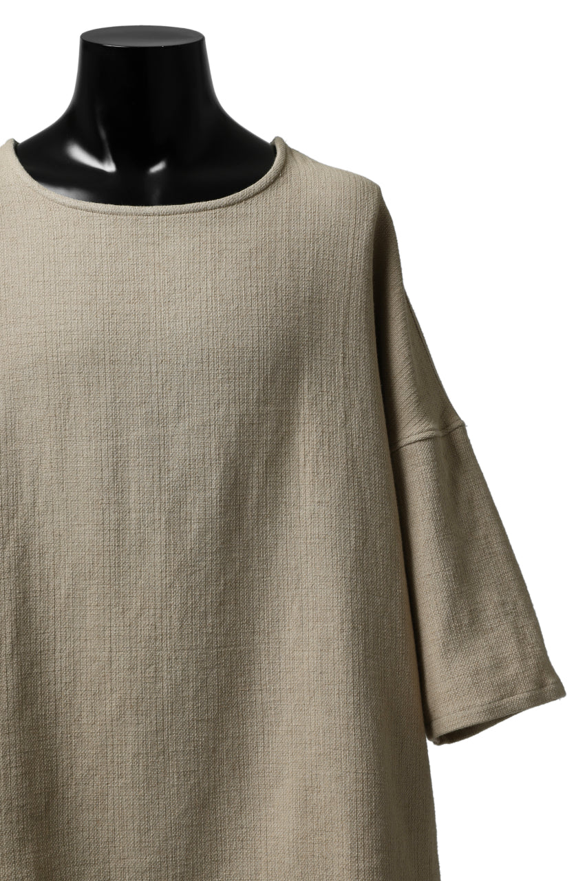 ISAMU KATAYAMA BACKLASH RELAX FIT PULLOVER SHIRT / DOBBY LINEN-COTTON (BEIGE)