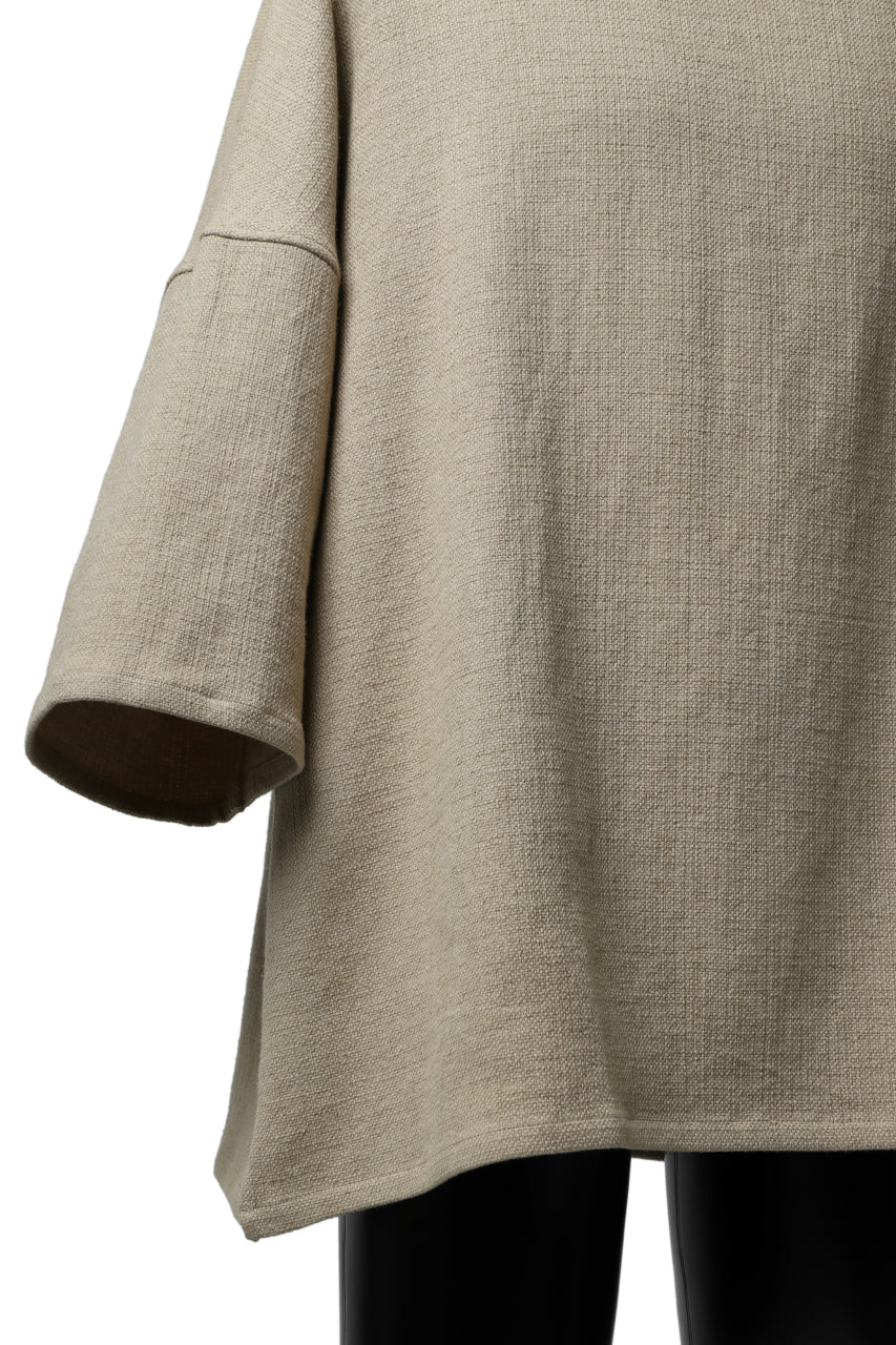 ISAMU KATAYAMA BACKLASH RELAX FIT PULLOVER SHIRT / DOBBY LINEN-COTTON (BEIGE)