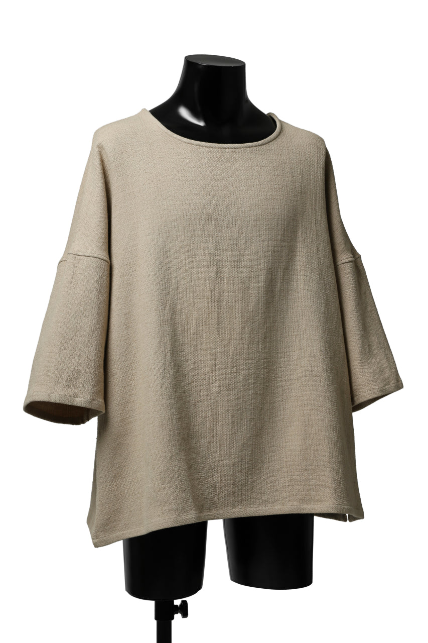 ISAMU KATAYAMA BACKLASH RELAX FIT PULLOVER SHIRT / DOBBY LINEN-COTTON (BEIGE)