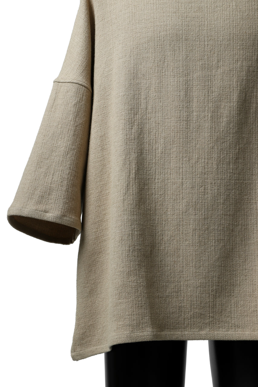 ISAMU KATAYAMA BACKLASH RELAX FIT PULLOVER SHIRT / DOBBY LINEN-COTTON (BEIGE)