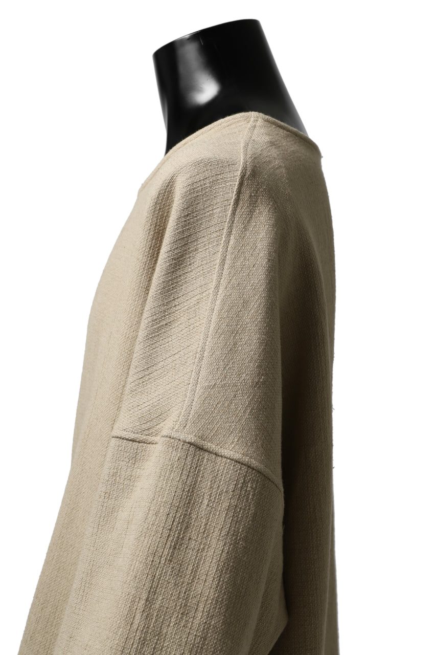 ISAMU KATAYAMA BACKLASH RELAX FIT PULLOVER SHIRT / DOBBY LINEN-COTTON (BEIGE)