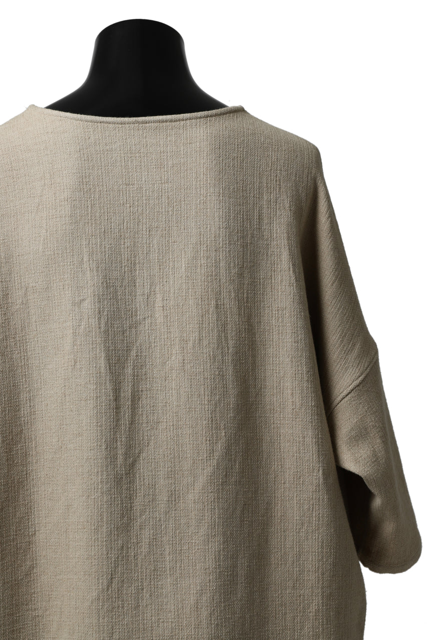 ISAMU KATAYAMA BACKLASH RELAX FIT PULLOVER SHIRT / DOBBY LINEN-COTTON (BEIGE)