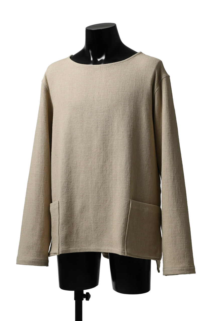 ISAMU KATAYAMA BACKLASH LONG SLEEVE PULLOVER SHIRT / DOBBY LINEN-COTTON (BEIGE)