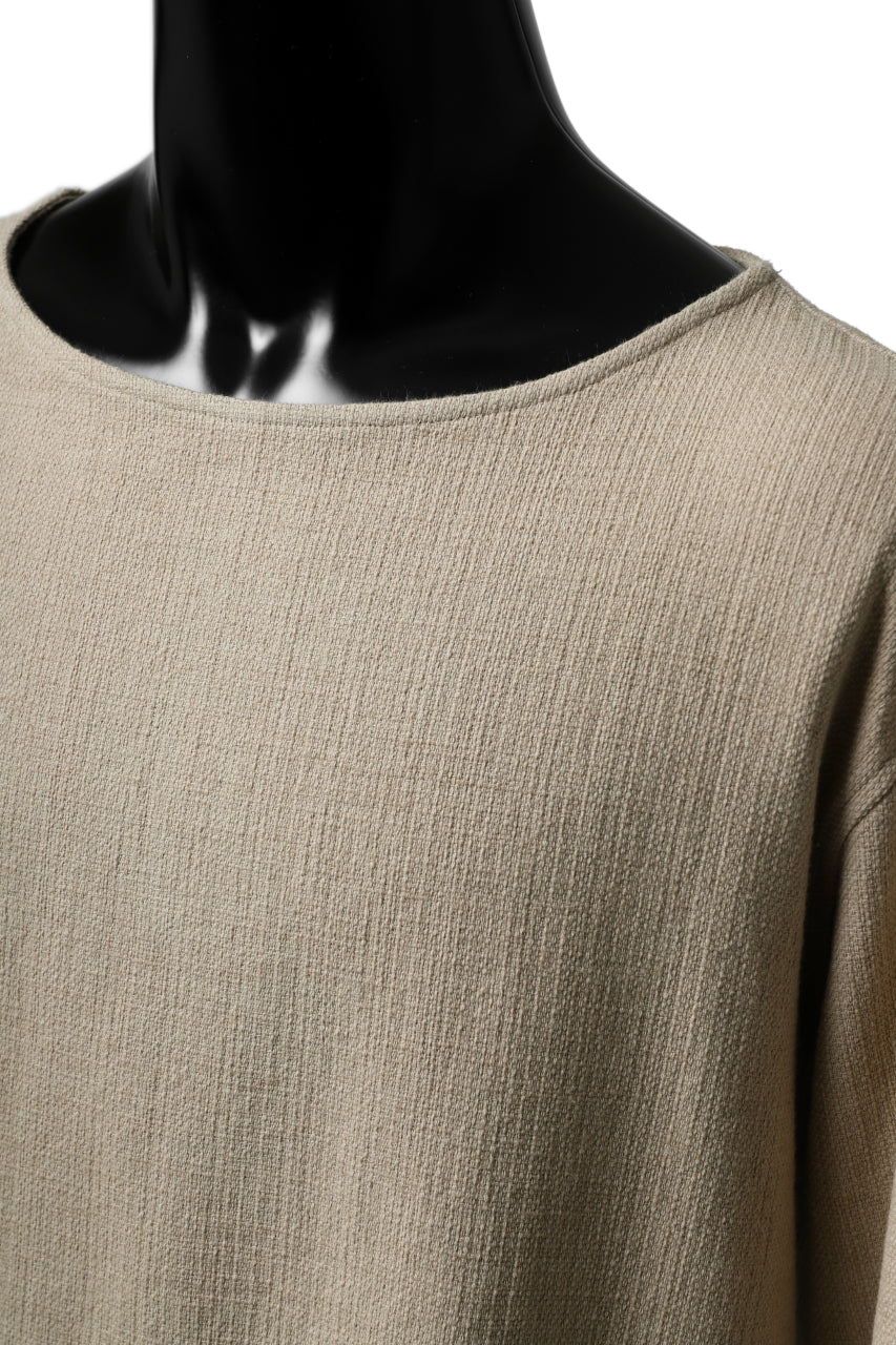 ISAMU KATAYAMA BACKLASH LONG SLEEVE PULLOVER SHIRT / DOBBY LINEN-COTTON (BEIGE)