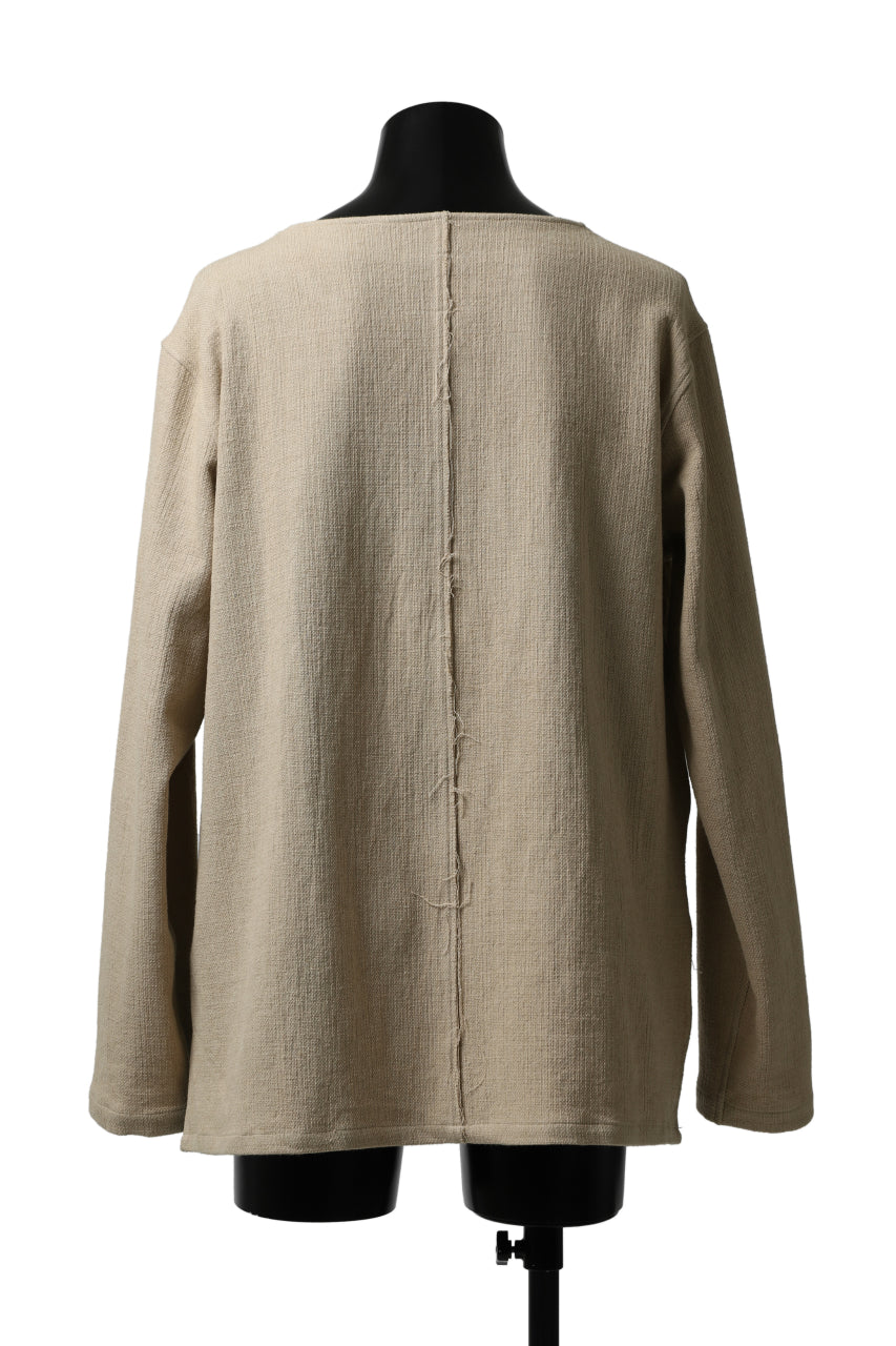 ISAMU KATAYAMA BACKLASH LONG SLEEVE PULLOVER SHIRT / DOBBY LINEN-COTTON (BEIGE)