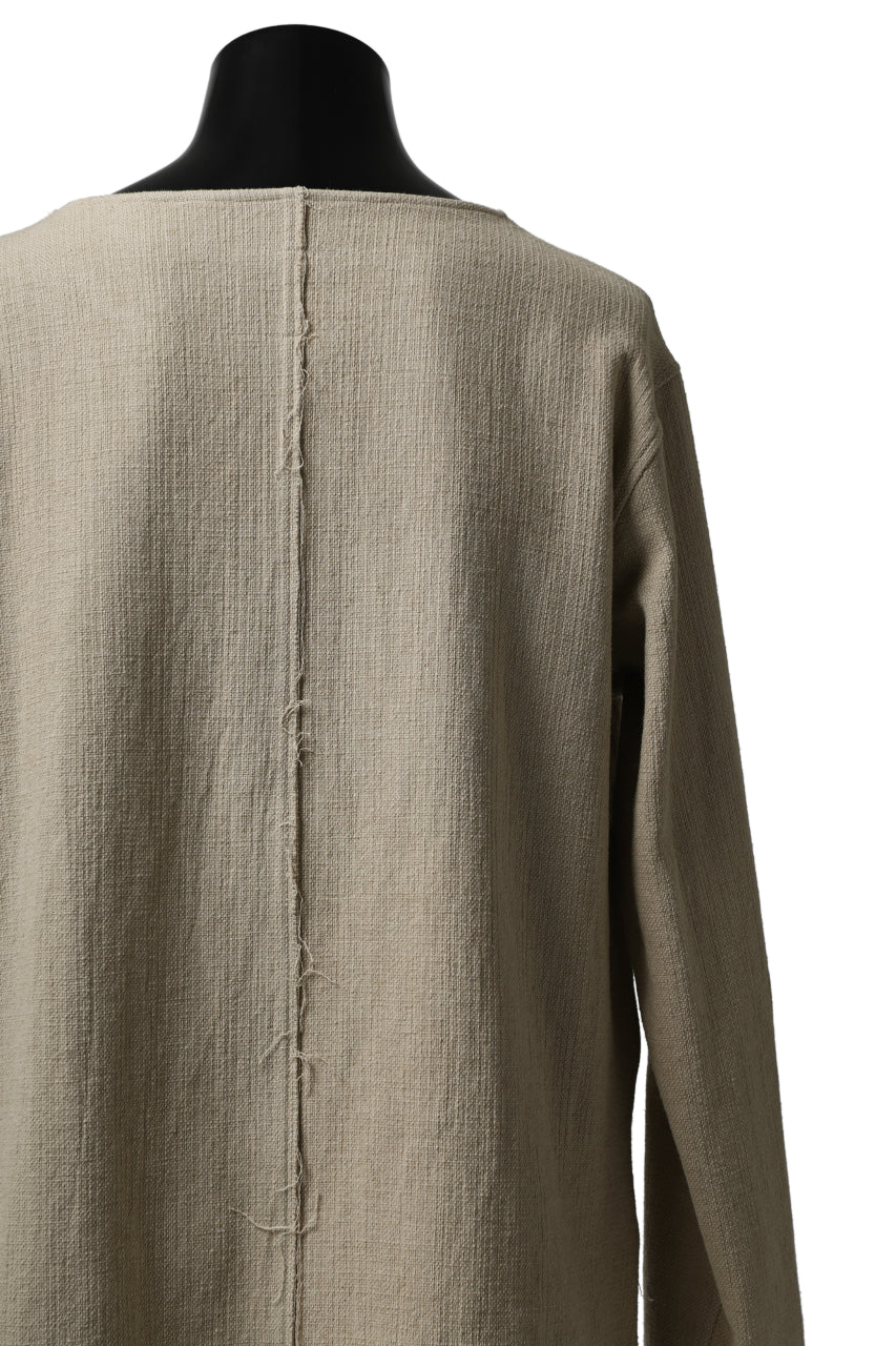 ISAMU KATAYAMA BACKLASH LONG SLEEVE PULLOVER SHIRT / DOBBY LINEN-COTTON (BEIGE)