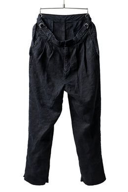 ISAMU KATAYAMA BACKLASH TAPERED TROUSERS / GARMENT NATURAL DYED LINEN CANVAS (INDIGO)