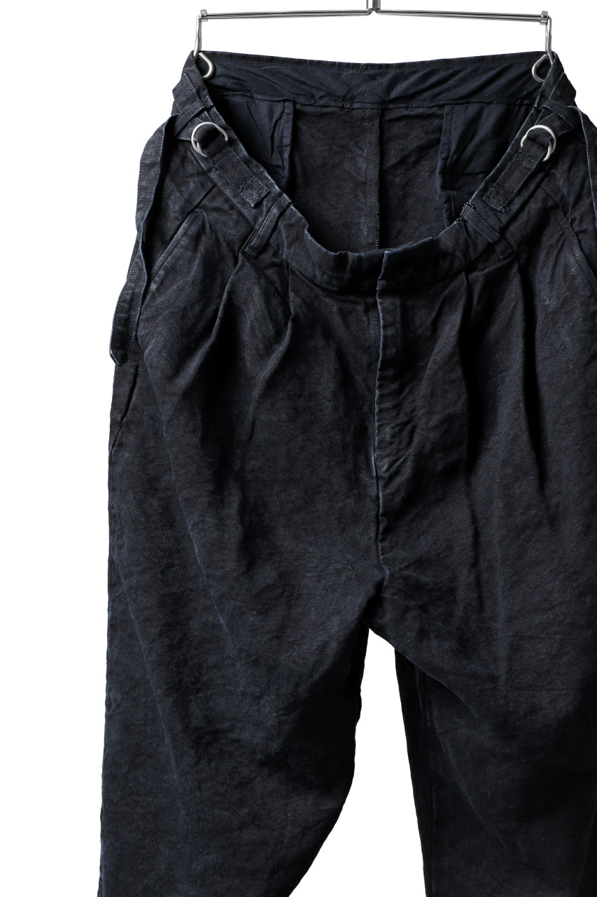 ISAMU KATAYAMA BACKLASH TAPERED TROUSERS / GARMENT NATURAL DYED LINEN CANVAS (INDIGO)