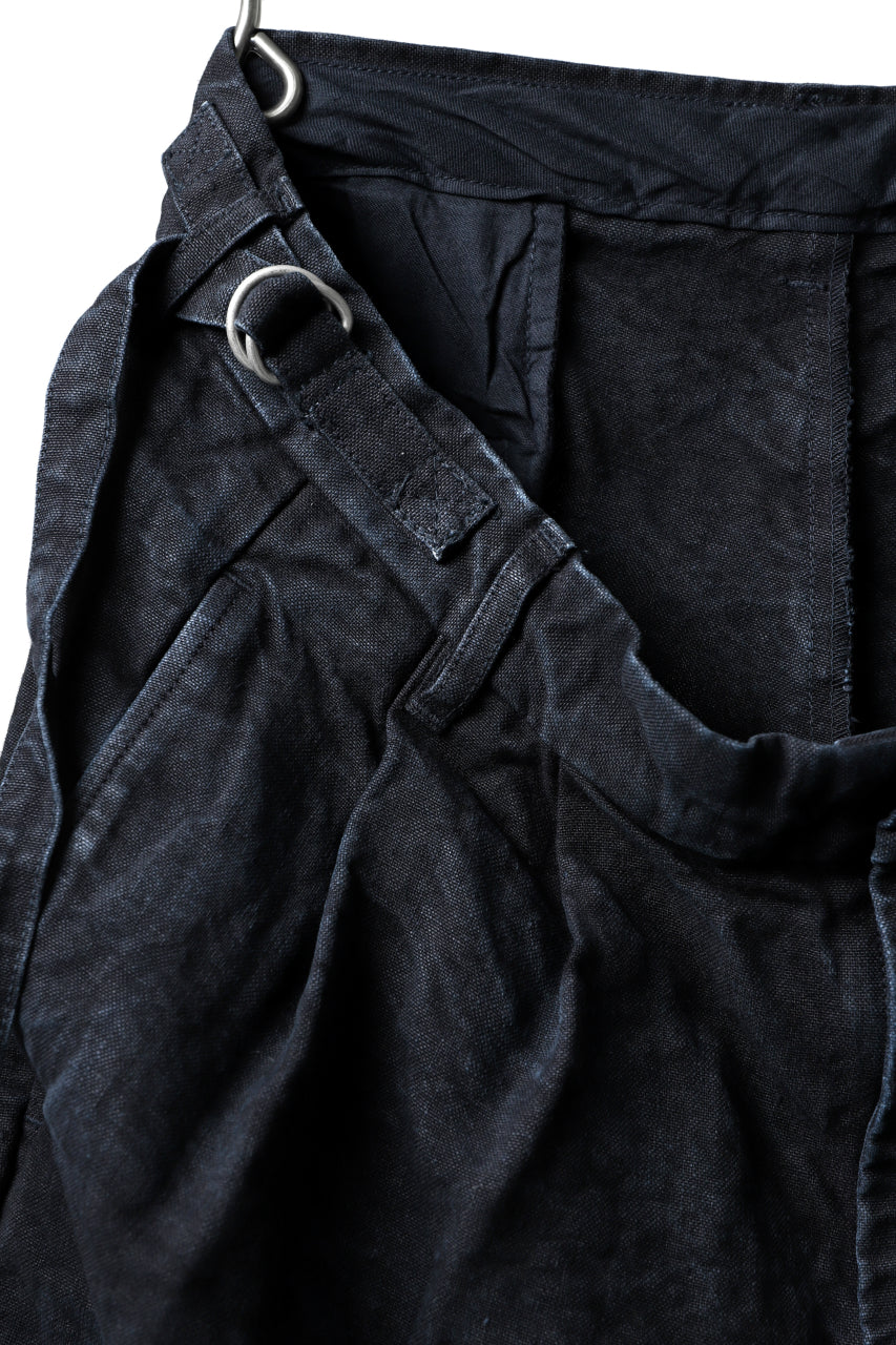 ISAMU KATAYAMA BACKLASH TAPERED TROUSERS / GARMENT NATURAL DYED LINEN CANVAS (INDIGO)