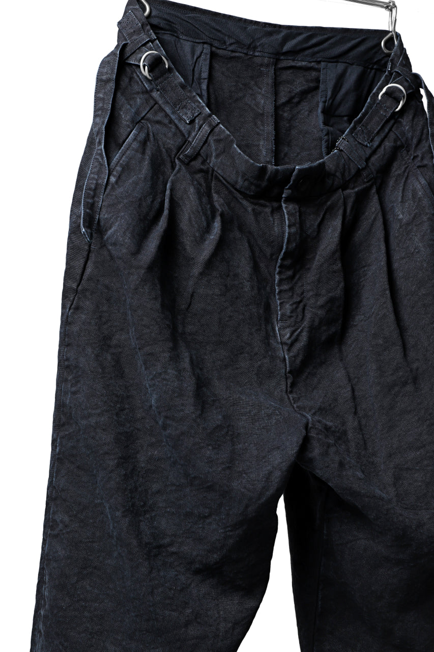 ISAMU KATAYAMA BACKLASH TAPERED TROUSERS / GARMENT NATURAL DYED LINEN CANVAS (INDIGO)