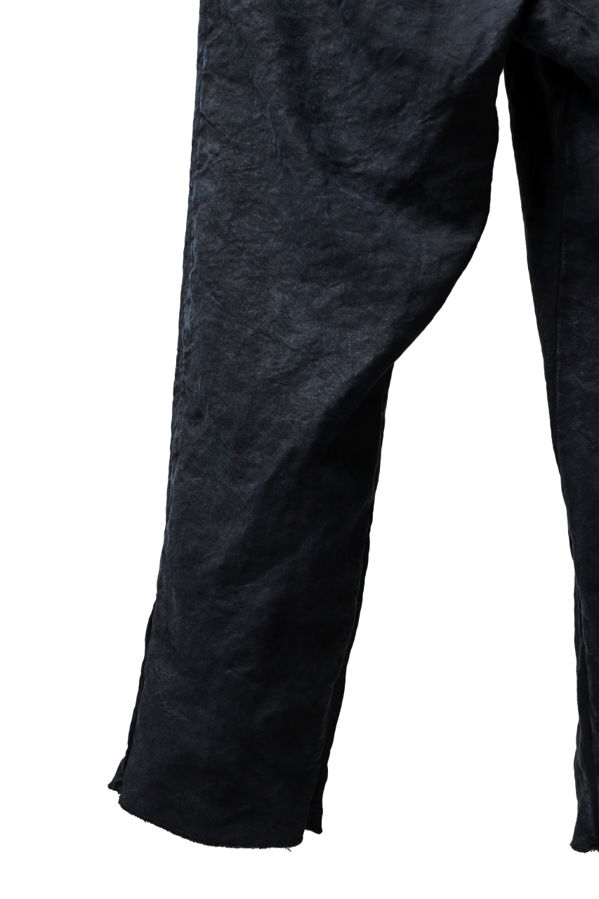 ISAMU KATAYAMA BACKLASH TAPERED TROUSERS / GARMENT NATURAL DYED LINEN CANVAS (INDIGO)