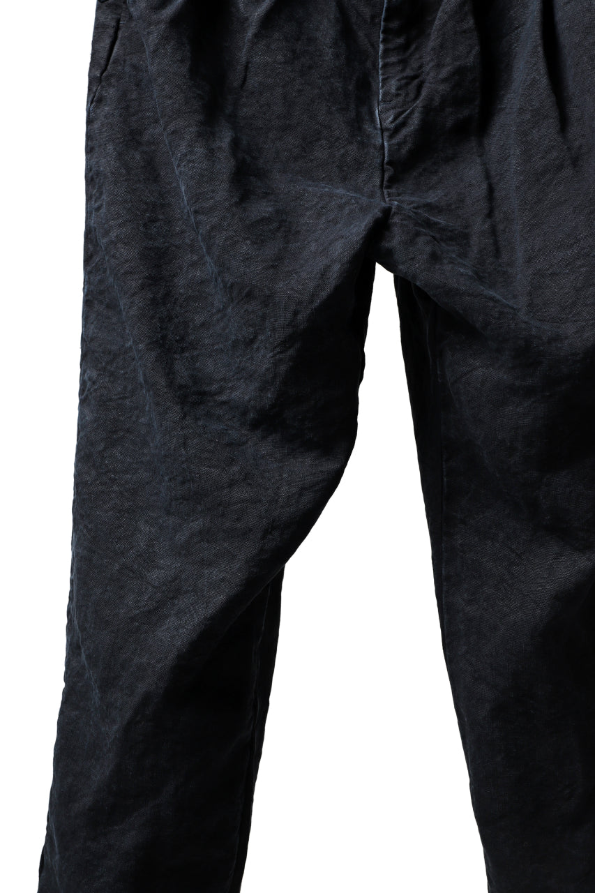 ISAMU KATAYAMA BACKLASH TAPERED TROUSERS / GARMENT NATURAL DYED LINEN CANVAS (INDIGO)