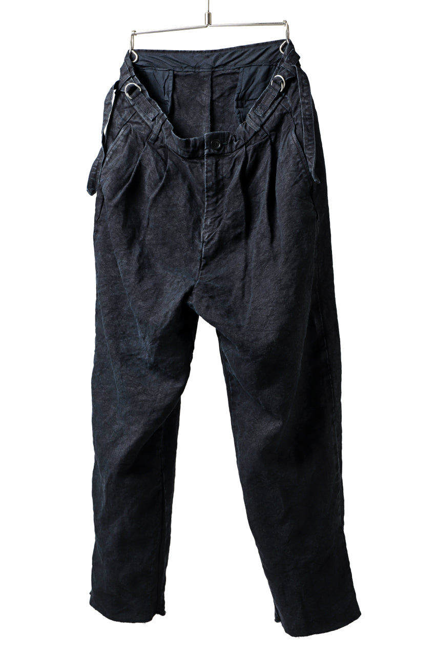 ISAMU KATAYAMA BACKLASH TAPERED TROUSERS / GARMENT NATURAL DYED LINEN CANVAS (INDIGO)