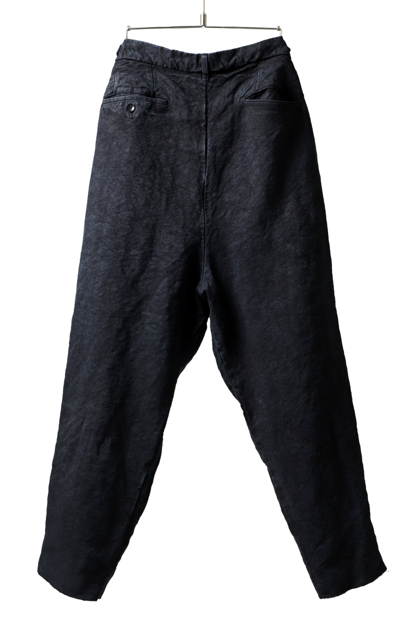 ISAMU KATAYAMA BACKLASH TAPERED TROUSERS / GARMENT NATURAL DYED LINEN CANVAS (INDIGO)