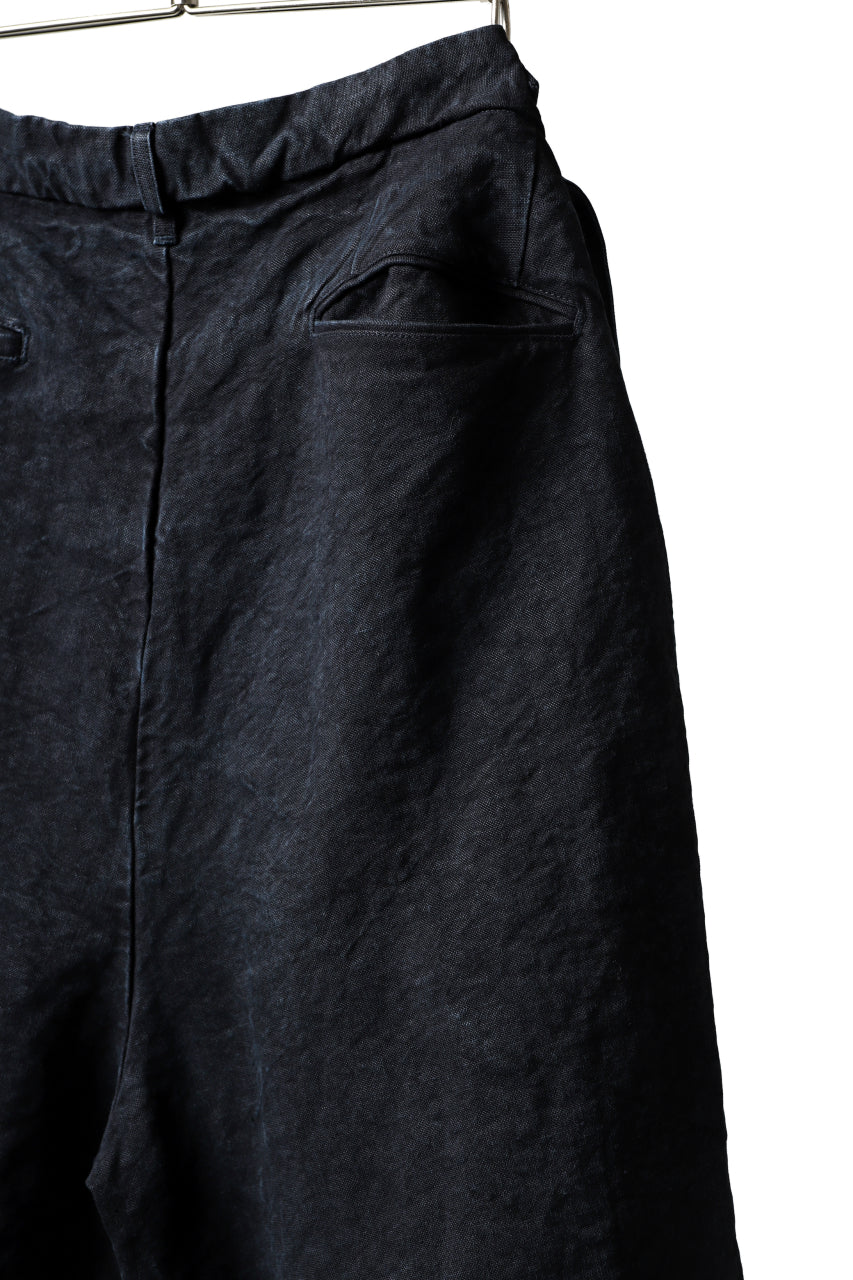 ISAMU KATAYAMA BACKLASH TAPERED TROUSERS / GARMENT NATURAL DYED LINEN CANVAS (INDIGO)