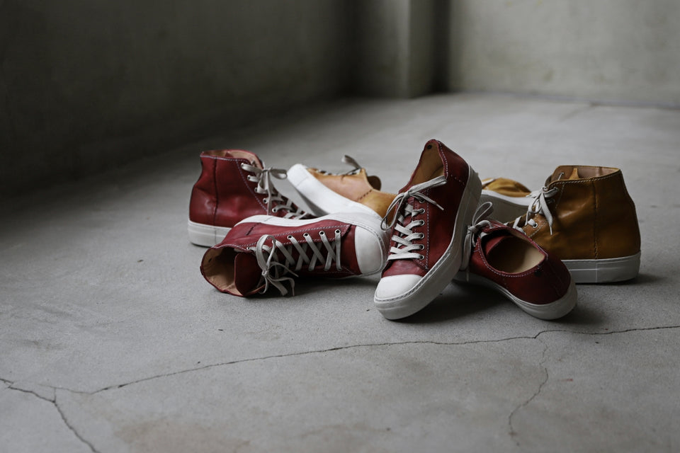 画像をギャラリービューアに読み込む, incarnation HIGH CUT LACE UP SNEAKER / HORSE FULL GRAIN (HAND DYED DARK RED)