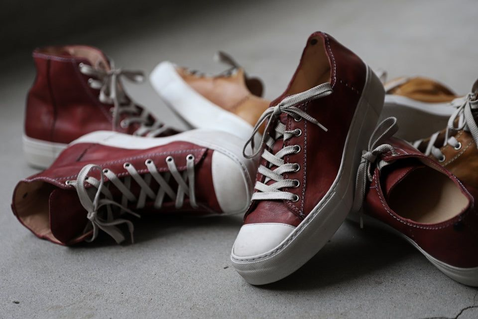 画像をギャラリービューアに読み込む, incarnation HIGH CUT LACE UP SNEAKER / HORSE FULL GRAIN (HAND DYED DARK RED)