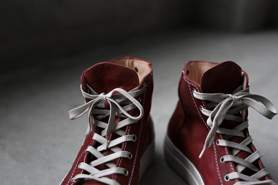 画像をギャラリービューアに読み込む, incarnation HIGH CUT LACE UP SNEAKER / HORSE FULL GRAIN (HAND DYED DARK RED)