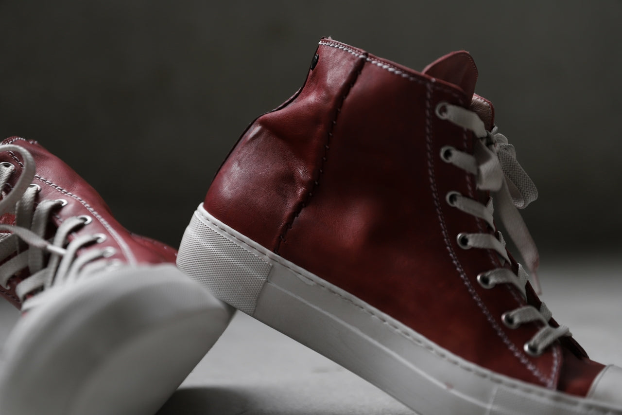 incarnation HIGH CUT LACE UP SNEAKER / HORSE FULL GRAIN (HAND DYED DARK RED)