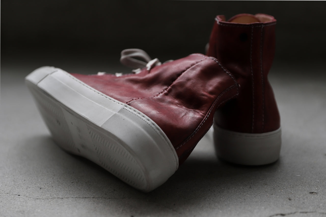 incarnation HIGH CUT LACE UP SNEAKER / HORSE FULL GRAIN (HAND DYED DARK RED)