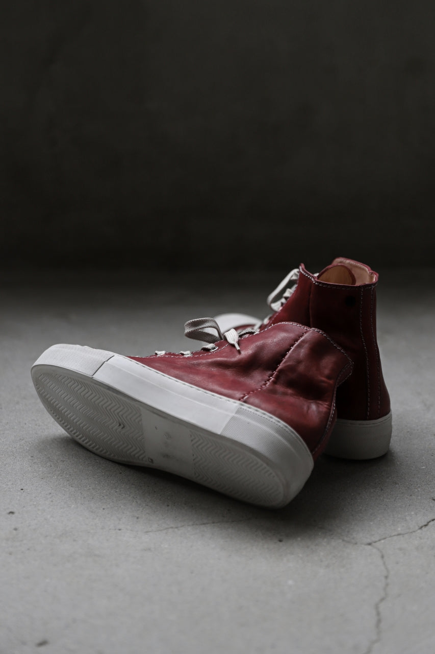 incarnation HIGH CUT LACE UP SNEAKER / HORSE FULL GRAIN (HAND DYED DARK RED)