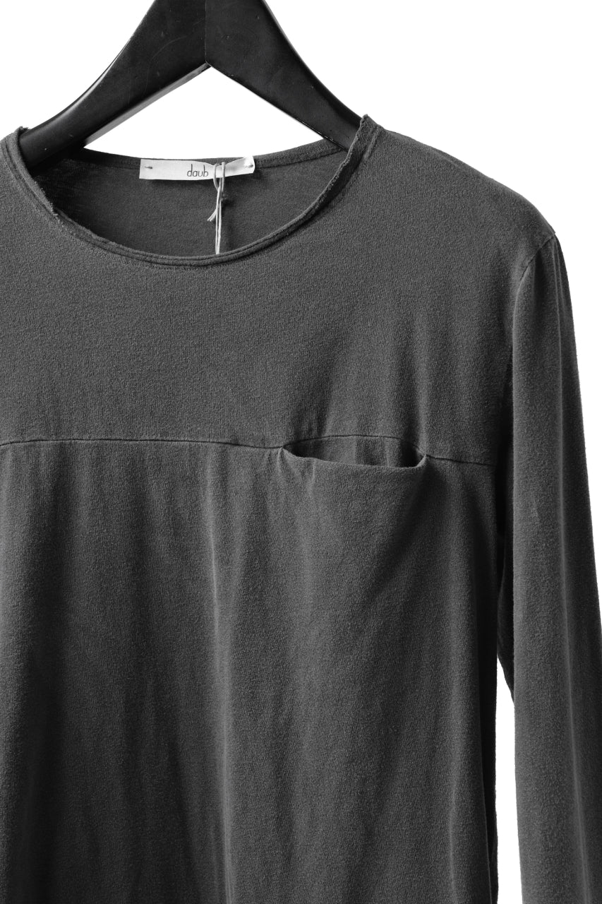 画像をギャラリービューアに読み込む, daub DYEING LS CUTSEWN CHEST POCKET DETAIL / C.JERSEY (GREY)